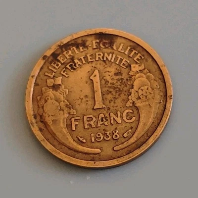 France pièce de monnaie 1 Franc Marianne 1938 République Française - Photo 1/2