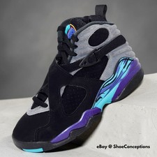Nike Air Jordan 8 Retro (GS) Shoes Black Auqa...