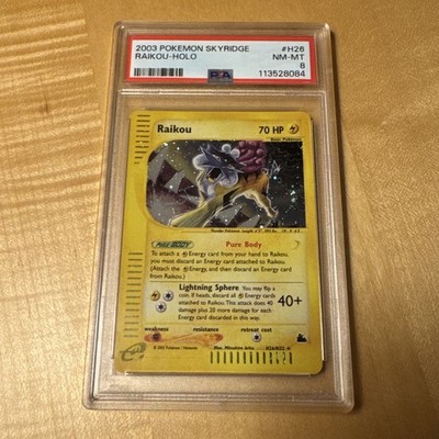2003 POKEMON Skyridge Raikou   Holo Rare E-Reader #H26/H32 PSA 8 MINT!  
