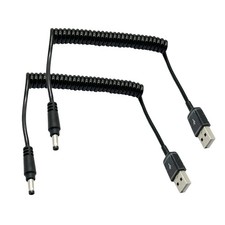 Coiled USB to DC 4.0mm x 1.7mm 11 inches coiled , 3.3 feet extended , Black