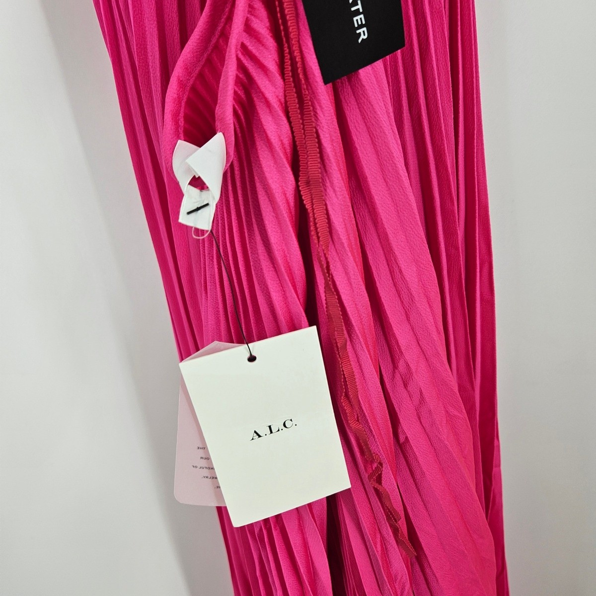 alc aries dress hot pink A.L.C. Aries Satin Pleated Dress