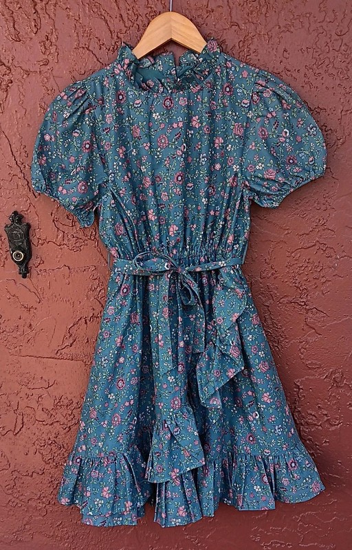 NWT Janie And Jack Girls Dress Size 14 Indigo Ditsy Floral Dress