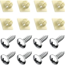 Set of 8 License Plate Screws with Nylon Inserts - Stainless Steel Rust Proof