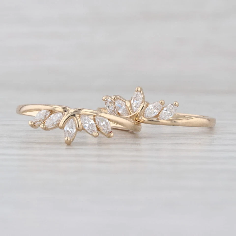 Cubic Zirconia Ring Guards Set of 2 Stackable Bridal Wedding Bands 14k Gold - Image 2 of 4