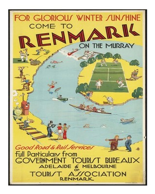 Vintage-Reiseplakat Wandkunst Renmark am Murray Urban Scene Poster Wal