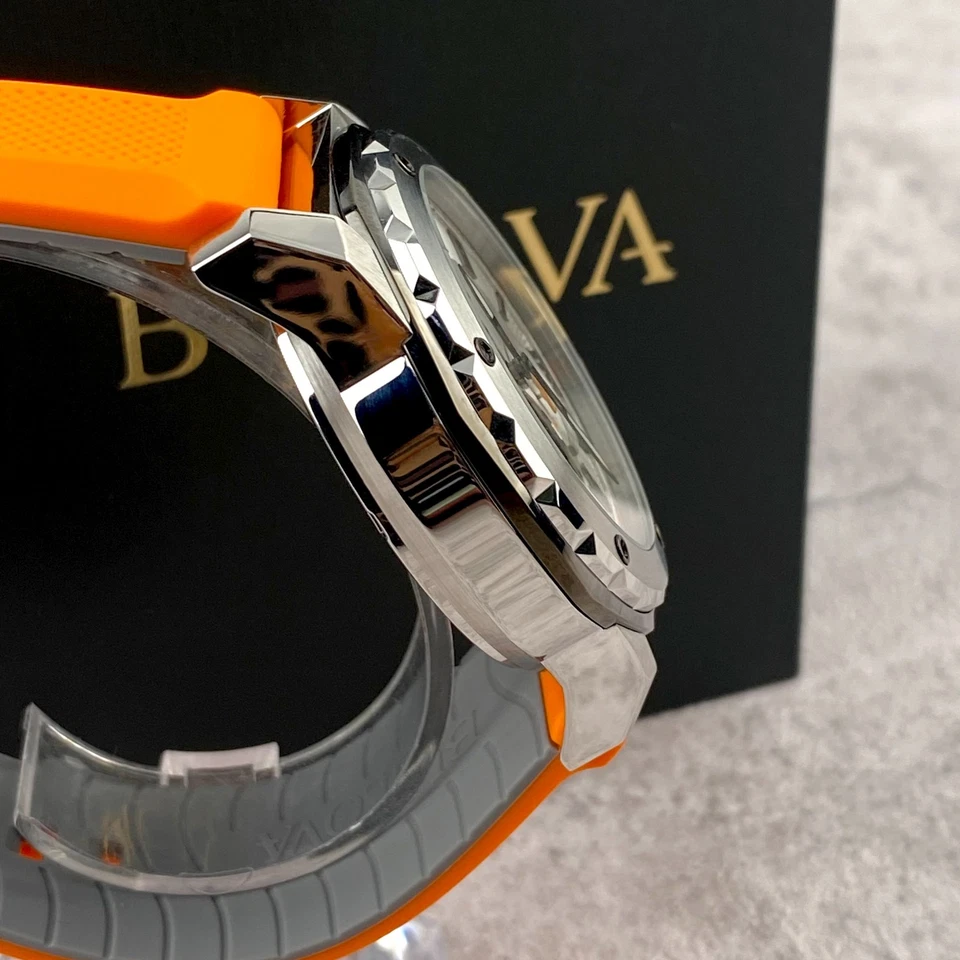 Bulova Marine Star 45mm Whit Dial Rubber Strap Automatic Men's Watch 98A226 - Image 3 of 4