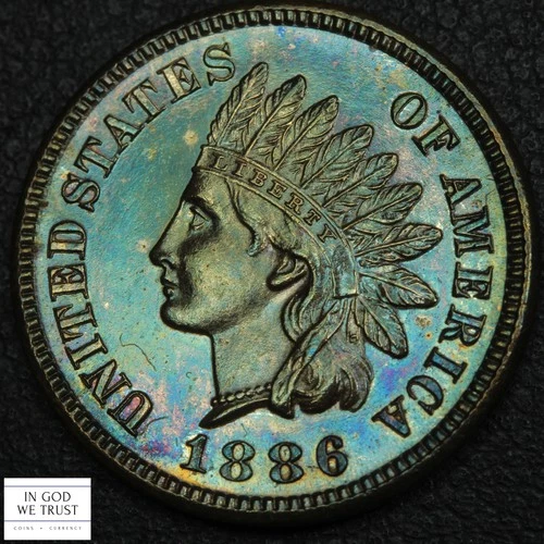 1886 PROOF Variety 1 Indian Head Cent 1C (INSANE TONING!!!! GEM PR)