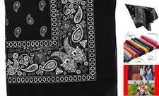 Extra Large Paisley Bandana 27x27 Inch Black