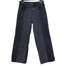 Old Navy High Rise Baggy Wide Leg Jeans Girls Size 16 Faded Black Grunge Skater