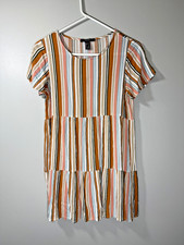 Forever 21 Striped Tiered Baby Doll Dress Boho Womens Size S Flowy Multicolor