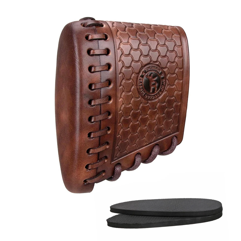 TOURBON Leather Recoil Pad Hunting Buttstock Cover Rifle Shotgun Stock Protector - Image 3 of 4