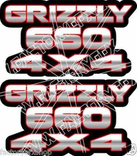 Grizzly 660 4x4 RED Gas Tank Graphics Decal Sticker Atv Quad plastic car window