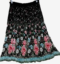 Vintage Skirt M/L Boho Hippie India Rayon Floral Whimsigoth Broomstick Fairycore