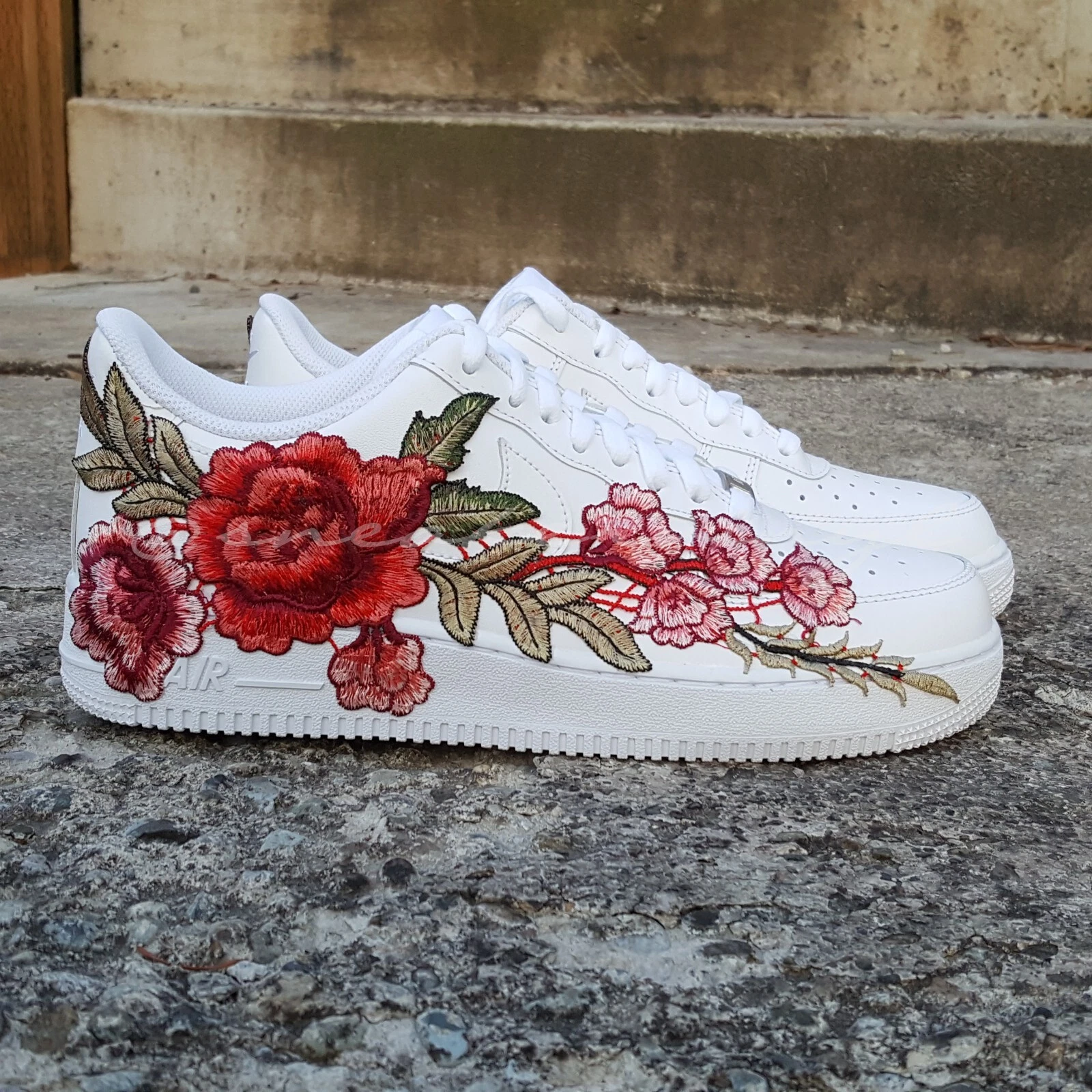 Air Force 1 Low Top Rose Floral Custom Sneakers