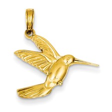 14k Yellow Gold Hummingbird in Flight Pendant C3477
