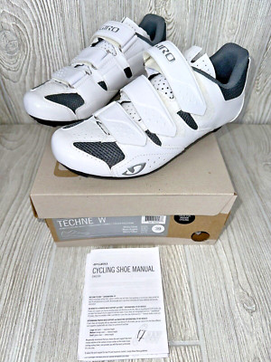 NWT Giro Techne W Women's Cycling Shoes EU 39 US 7.5 White/Silver Sport Insole