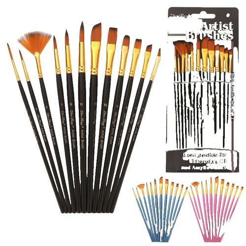 Falling In Art Flat And Round Tips White Sable Paint Brush Set - 18pcs Artist Face Paint Brushes, Short Handled Nylon Brushes Set For Watercolor - Foto 7