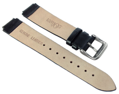 Uhrenarmband SO-1697-LQ Leder glatt schwarzes Band