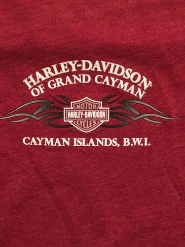 HARLEY DAVIDSON Slim Fit T-shirt Grand Cayman Red Excellent Condition Medium - Picture 5 of 6
