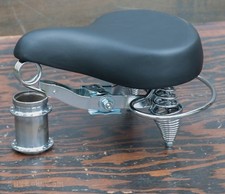Black Deluxe Cruiser Bicycle SADDLE w Crash Rail Vintage Schwinn Tank Bike Seat