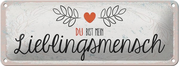 Blechschild Spruch Du Mein Lieblingsmensch Herz 27X10 Cm Deko Schild Tin Sign-image