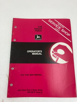 John Deere 22B Integral Ripper Subsoiler Operator's Owner's Manual | eBay