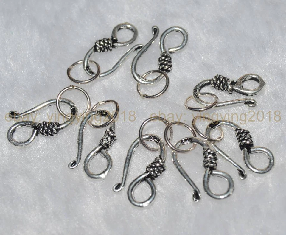 Sterlings Silver Hook Bead Clasp Connector For Necklace Bracelet Jewelry Making - Image 4 of 4