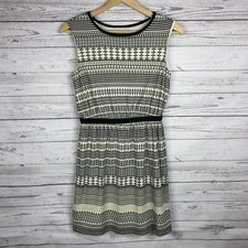 Ann Taylor LOFT Womens Sleeveless A-line Dress Sz Small Black White Geometric