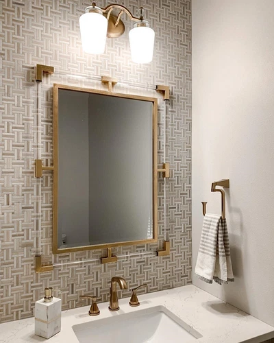 Balkan Wall Mirror Hand Forged Gold Iron Beveled Modern ~ Uttermost 09124 - Picture 4 of 10