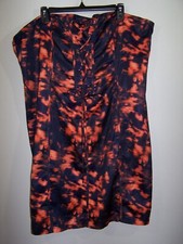 New! Pretty Little Thing Strapless Lace Up Bodycon Dress, Blue & Orange Size 2X
