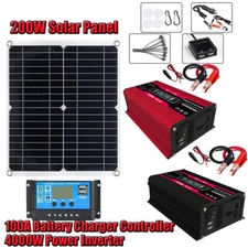 6000W Complete Solar Panel Kit Solar Power Generator 100A Home 110V Grid System
