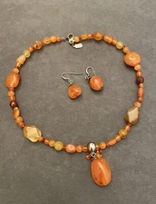 KALAN MADE IN THE U.S.A. Clasp-925 Multicolored Carnelian? Agate? Jewerly Set.