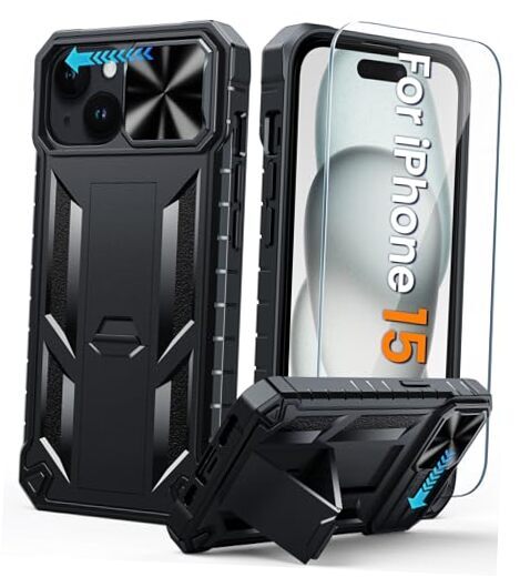 for iPhone 15 Protective Phone-Case: Military Grade iPhone 15 Basic Case Black