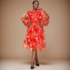 Lady Thin Long Sleeved Lantern Sleeve Dress Party Banquet Plus Size A-line Dress