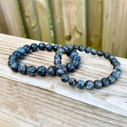 Natural Larvikite Labradorite 8mm Beads Healing Protection Calming Bracelet Gift - Picture 3 of 5