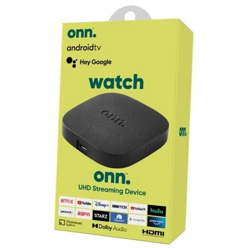Onn Android Tv 4k Uhd Streaming Device With Voice Remote Control Google