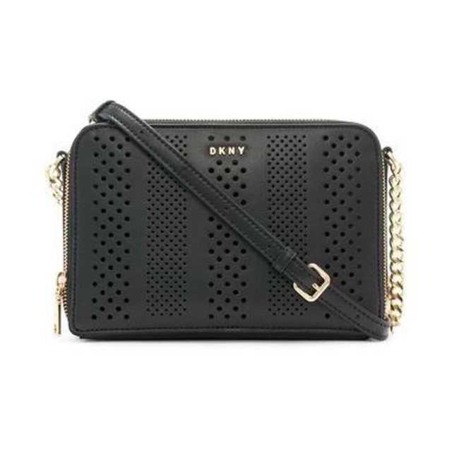 Dkny Felicia Double Zip Leather Crossbody Black Gold for sale online eBay