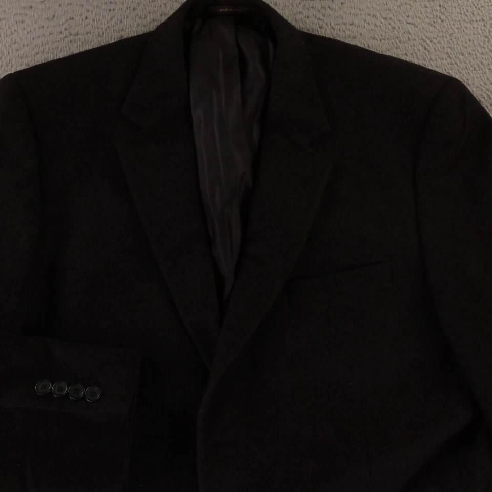 100% Cashmere Jacket M Charcoal Gray Tweed Flannel Blazer Sport Coat 42S - Image 2 of 4