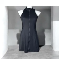 Esprit Black Sleeveless Dress Zipper Front High Neck Knee Length Size 4