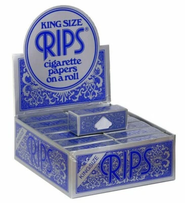 RIPS KING SIZE BLUE 10 ROLLS * 24 ROLLS CIGARETTE PAPERS 53MM WIDE ON 5M ROLL