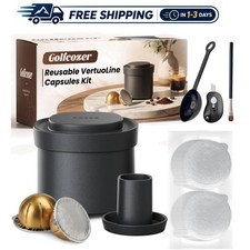 Vertuo Reusable Pods Kit - 100 Foil Seals and Easy Cleaning Brush Included