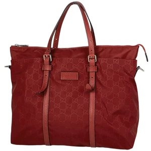 GUCCI GG Pattern Tote Bag 2WAY Sac à Bandoulière Sac à Main Tote Bag Nylon Rouge 51...