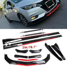 For Nissan Sentra Front Bumper Lip Splitter Spoiler Glossy Black Red Body Kits