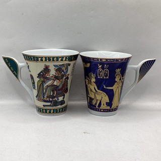 Set of 2 x Fathi Mahmoud Egyptian Porcelain Collectable Mugs TE#8641