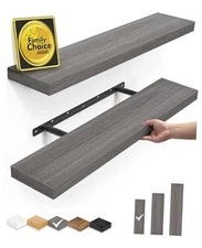  Floating Shelves, 22.5" Rustic Wood 22.5inches D. Grey - Industrial Edge Style