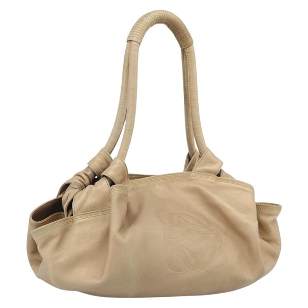 LOEWE Nappa Aire Anagram Hand Bag Leather Gold Auth 194382