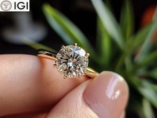 2Ct Round Cut Lab Grown Diamond Solitaire Engagement Ring 14k Solid Yellow Gold