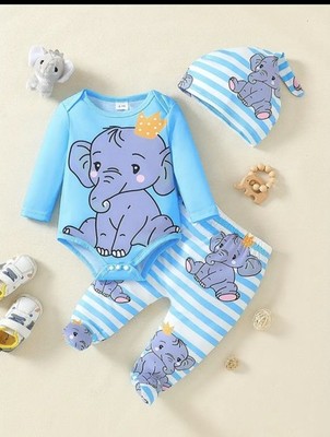 Strampler Hose Body Mütze Baby 0-3 Monat Gr 50-56 3er-Set Geschenk 