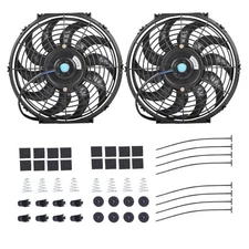 2X 12"Universal Slim Fan Push Pull Electric Radiator Cooling 12V Mount Kit Black