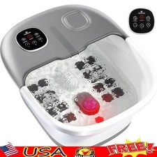 Heated Foot Spa 5 in 1Bubble Jets Vibration Massager Pedicure Stone Portable New